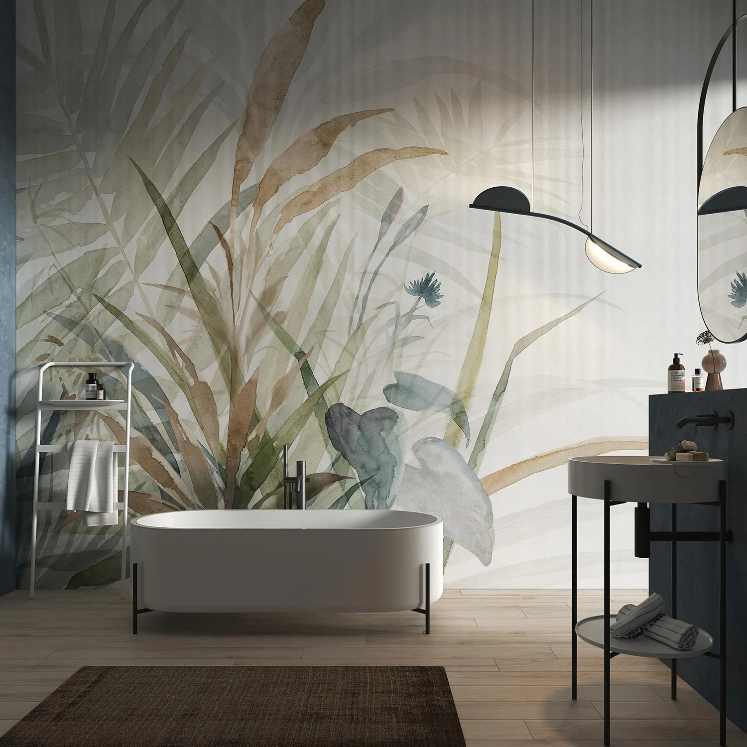 Papel pintado botánico para el baño
