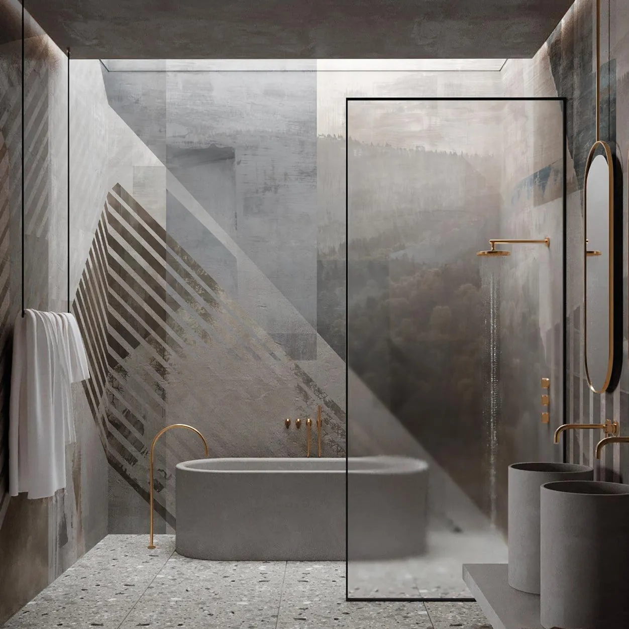 Papel pintado para baño y ducha