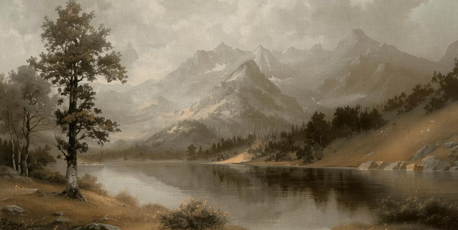 絵画 Mountain Serenity Mountain Serenity: Lakeside Whisper Painting by Olha Darchuk