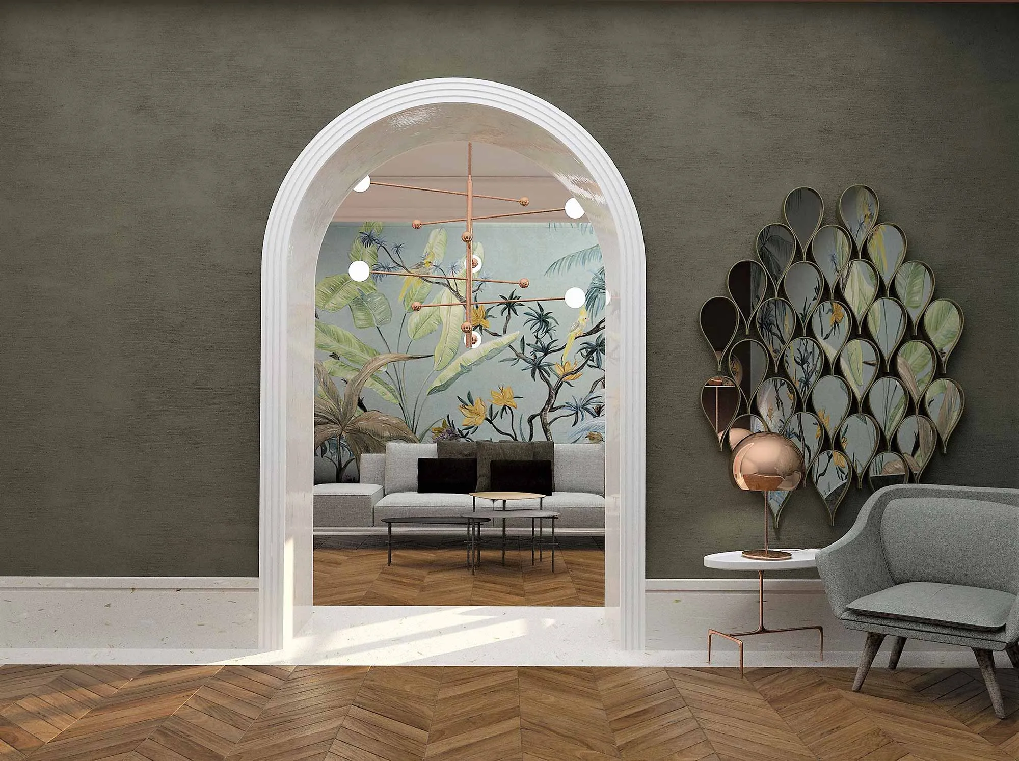 #TecnoInspo | Arches and wallpaper: the wall becomes space